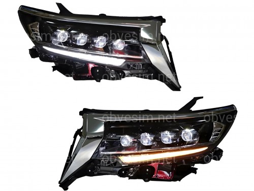 Led фары 4 линзы стиль BUGATTI для Toyota Land Cruiser Prado 150 рестайлинг 2018-2023