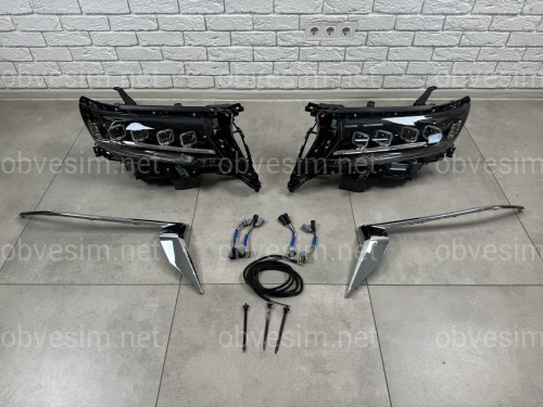 Led фары 4 линзы стиль BUGATTI для Toyota Land Cruiser Prado 150 рестайлинг 2018-2023