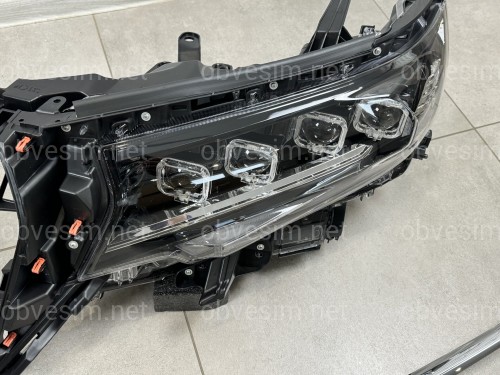 Led фары 4 линзы стиль BUGATTI для Toyota Land Cruiser Prado 150 рестайлинг 2018-2023