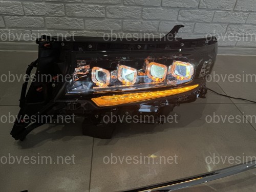 Led фары 4 линзы стиль BUGATTI для Toyota Land Cruiser Prado 150 рестайлинг 2018-2023