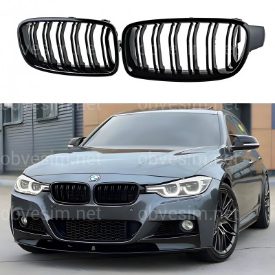 Решетка радиатора ноздри M3 стиль BMW 3 series F30 F31 черный глянец 2шт.
