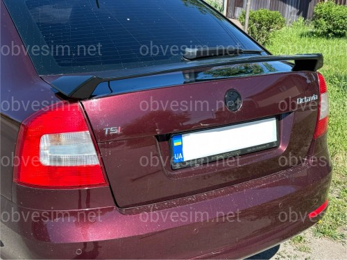 Спойлер на багажник RS Skoda Octavia A5 2004-2013 ABS пластик, цвет черный глянец
