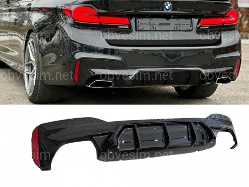 Диффузор накладка заднего бампера M5 style F90 для BMW 5 series G30 2017- К БАМПЕРУ М ПАКЕТ, черный глянец