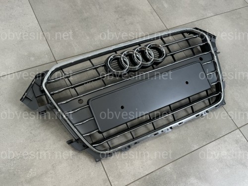 Решетка радиатора Audi A4 B8 2012-2015 серая с хромом