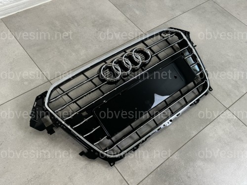 Решетка радиатора Audi A4 B8 2012-2015 черная с хромом