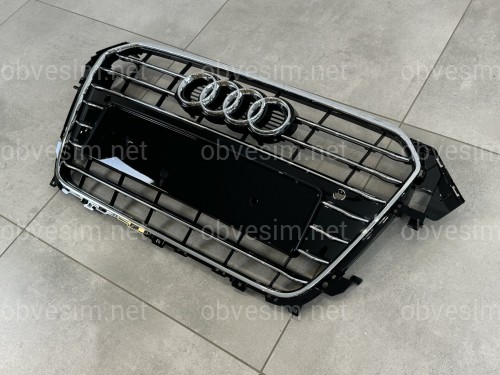 Решетка радиатора Audi A4 B8 2012-2015 черная с хромом