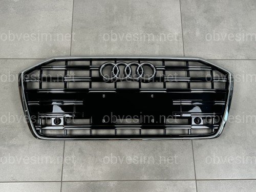 Решетка радиатора Audi A6 C8 рестайлинг для 2018+ черная с хромом