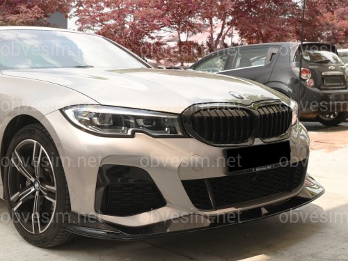 Накладка переднего бампера M-Performance стиль AC Schnitzer для BMW 3 series G20 G21 2017-2022 ABS пластик, цвет черный глянец