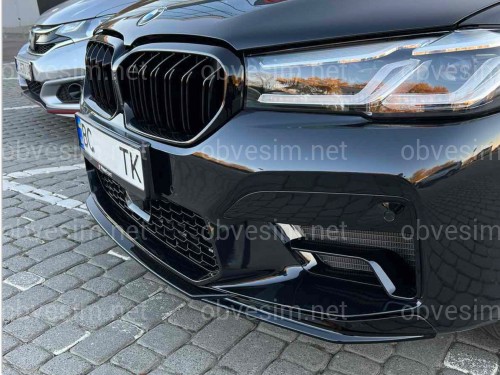 Накладка переднего бампера Competition style BMW 5 series G30 G31 ТОЛЬКО К БАМПЕРУ В СТИЛЕ M5 F90 LCI 2020+ , черный глянец