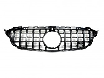 Решетка радиатора GT CHROME Mercedes C-Class W205 2014-2018 ПОД КАМЕРУ