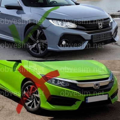 Решетка радиатора SI Honda Civic  4D только SI  / 5D 2016- с ресницами, черный цвет (без эмблемы)