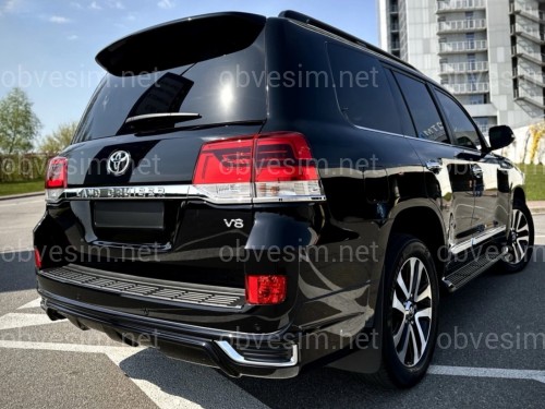 Юбка заднего бампера Modellista Toyota Land Cruiser 200 2015-2021 под 1 трубу, цвет 202 черный