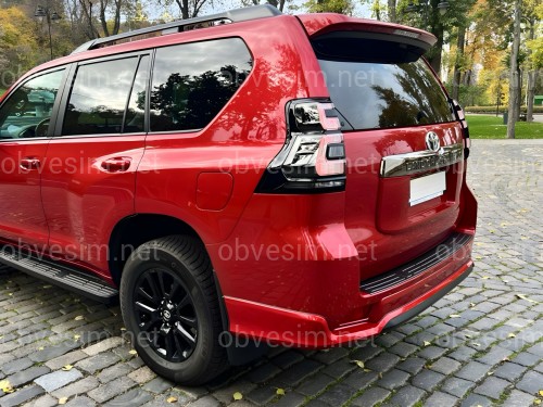 Обвес ONYX BLACK Toyota Land Cruiser Prado 150 2018-2023 цвет черный 202, юбка передняя, задняя, накладки птф