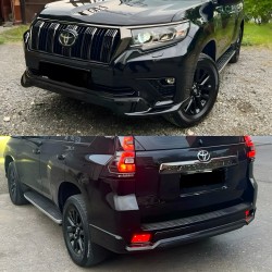 Обвес ONYX BLACK Toyota Land Cruiser Prado 150 2018-2023 цвет черный 202, юбка передняя, задняя, накладки птф