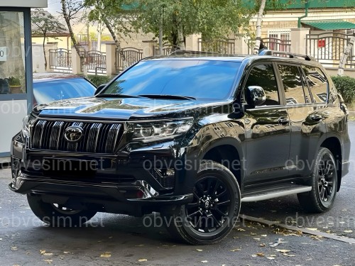 Обвес ONYX BLACK Toyota Land Cruiser Prado 150 2018-2023 цвет черный 202, юбка передняя, задняя, накладки птф