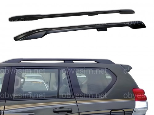 Рейлинги на крышу Toyota Land Cruiser Prado 150 2009-2023 качество оригинала (алюминий 2шт.) ЦВЕТ ЧЕРНЫЙ