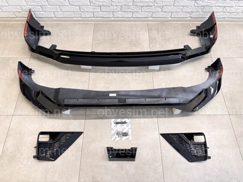 Обвес ONYX BLACK Toyota Land Cruiser Prado 150 2018-2023 цвет черный 202, юбка передняя, задняя, накладки птф