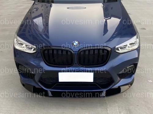 Юбка переднего бампера X3M F97 / X4M F98 2018-2021, цвет черный глянец