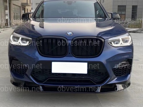 Юбка переднего бампера X3M F97 / X4M F98 2018-2021, цвет черный глянец