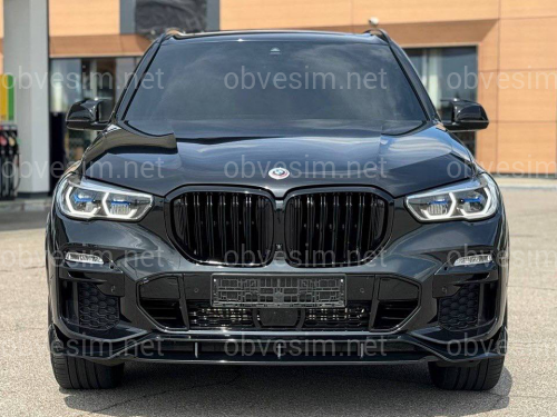 Юбка накладка переднего бампера Paradigma BMW X5 G05 2018-2022 черный глянец
