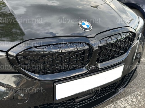 Решетка радиатора Diamond black BMW 3 Series G20 G21 2019-2022 черный глянец