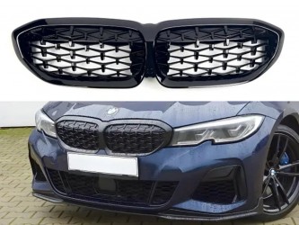 Решетка радиатора Diamond black BMW 3 Series G20 G21 2019-2022 черный глянец