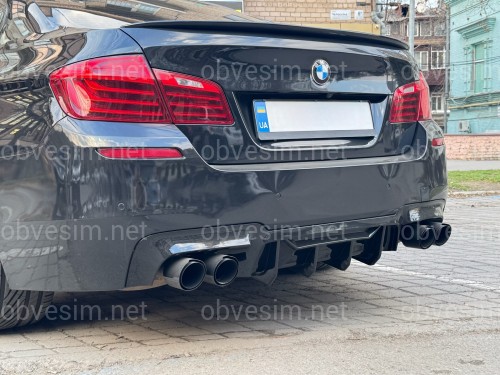 Диффузор накладка заднего бампера Competition стиль BMW 5 series F10 2010-2016 К БАМПЕРУ М ПАКЕТ, черный глянец