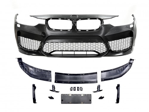 Передний бампер в сборе в стиле M5 F90 для BMW 3 Series F30 F31 2012-2018 (под омыватели / без отверстий под парктроники)