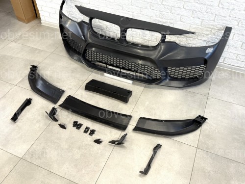 Передний бампер в сборе в стиле M5 F90 для BMW 3 Series F30 F31 2012-2018 (под омыватели / без отверстий под парктроники)