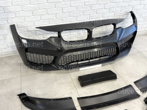 Передний бампер в сборе в стиле M5 F90 для BMW 3 Series F30 F31 2012-2018 (под омыватели / без отверстий под парктроники)