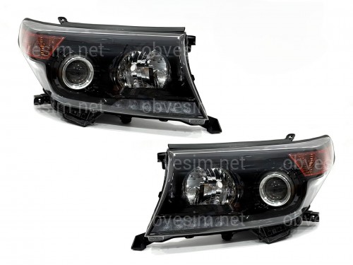 Фары рестайлинг Toyota Land Cruiser 200 2007- 2015 BROWNSTONE черные 2007-2015 2шт.