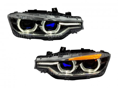 Фары 2 линзы FULL LED для BMW 3 series F30 F31 2012-2018 2шт, КСЕНОН В ЛЕД