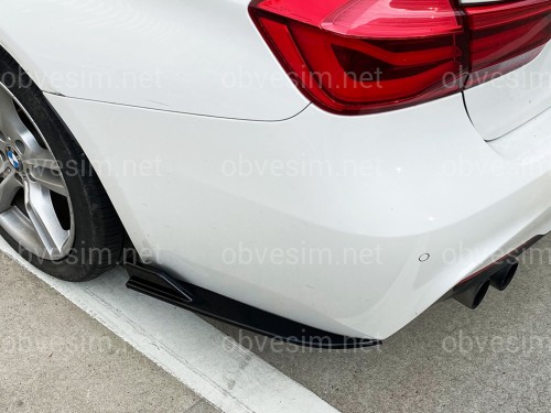 Лезвия уголки заднего бампера M-Performance BMW 3 series F30 2012-2018 2шт. черный глянец
