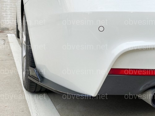 Лезвия уголки заднего бампера M-Performance BMW 3 series F30 2012-2018 2шт. черный глянец