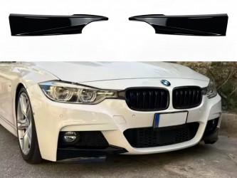 Клыки переднего бампера M performance BMW 3 series F30 F31 2012-2018 абс пластик, черный глянец