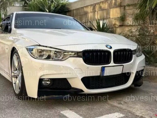 Клыки переднего бампера M performance BMW 3 series F30 F31 2012-2018 абс пластик, черный глянец