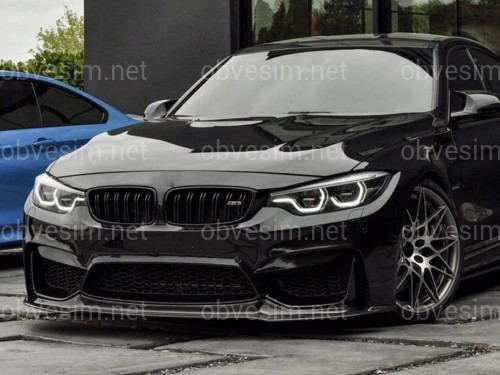 Юбка переднего бампера BMW M4 F81 F82 F83 абс пластик, черный глянец
