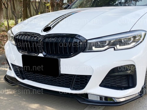Накладка переднего бампера M-Performance BMW 3 series G20 G21 2018-2022 ABS пластик, цвет черный глянец