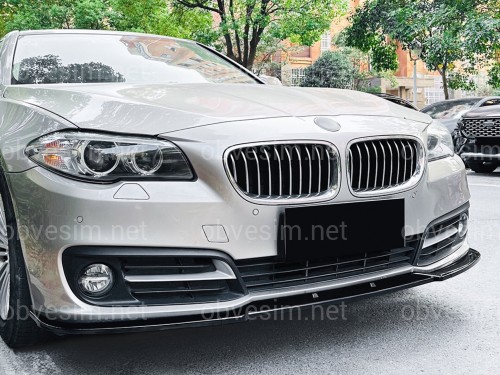 Юбка накладка переднего бампера BMW 5 series F10 F11 LCI 2013-2016 ABS пластик, цвет черный глянец