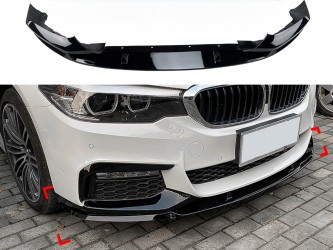 Юбка накладка переднего бампера юбка M performance BMW 5 series G30 G31 2016-2020 ABS пластик, черный глянец