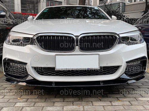 Юбка накладка переднего бампера юбка M performance BMW 5 series G30 G31 2016-2020 ABS пластик, черный глянец