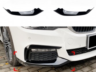 Клыки переднего бампера M performance BMW 5 series G30 G31 2016-2020 ABS пластик, черный глянец