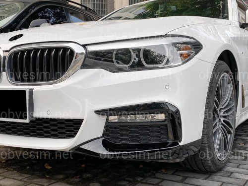 Клыки переднего бампера M performance BMW 5 series G30 G31 2016-2020 ABS пластик, черный глянец