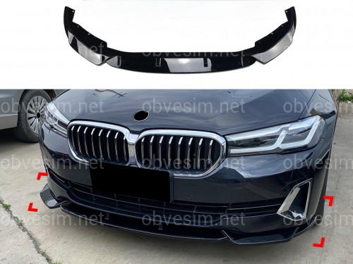 Юбка накладка переднего бампера BMW 5 series G30 G31 LCI 2020-2023 ABS пластик, черный глянец