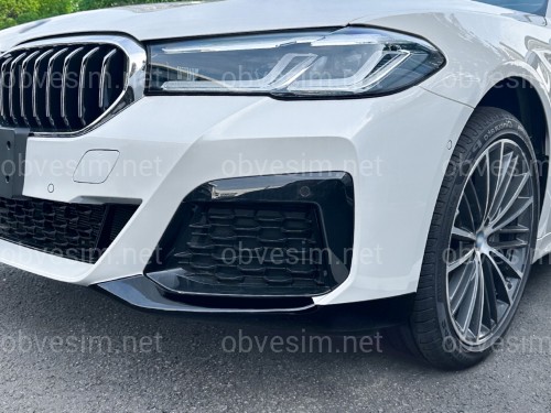 Клыки переднего бампера M performance BMW 5 series G30 G31 LCI 2020-2023 ABS пластик, черный глянец