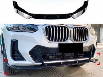 Юбка накладка переднего бампера M Performance X3 G01 / X4 G02 LCI 2022-2024, ABS пластик цвет черный глянец  