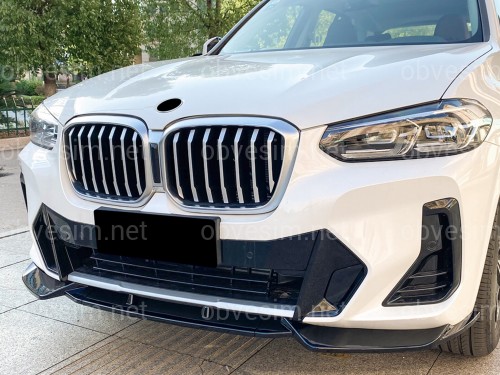 Юбка накладка переднего бампера M Performance X3 G01 / X4 G02 LCI 2022-2024, ABS пластик цвет черный глянец
