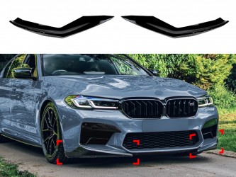Клыки переднего бампера M5 BMW 5 series G30 G31 M5 F90 LCI 2020-2023 ABS пластик, черный глянец 2шт.
