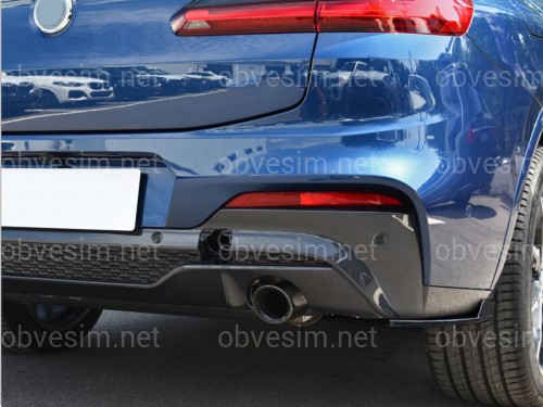 Лезвия накладки заднего бампера M-Performance BMW X4 G02 2018-2022 2шт. ABS пластик, черный глянец