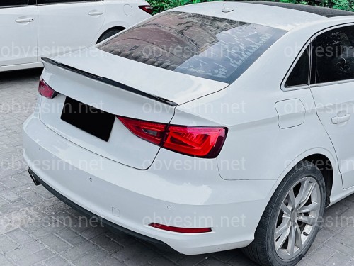 Спойлер лип стиль M4 для Audi A3 2013-2020 ABS пластик, цвет черный глянец